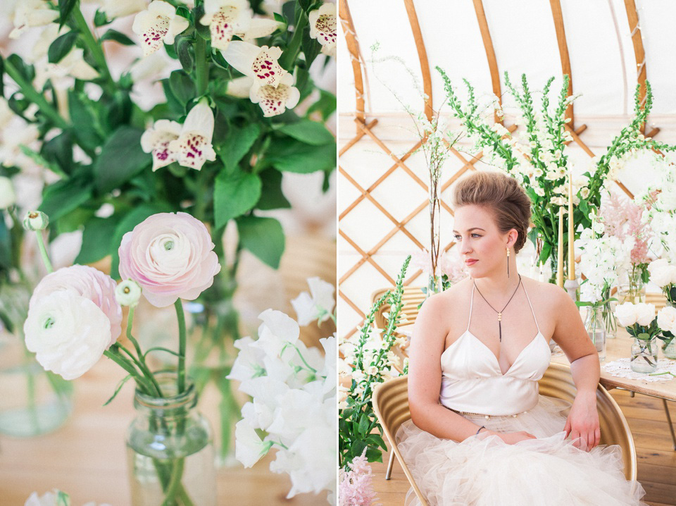 Pastel shades and pretty flowers, Spring and Summer outdoor wedding inspiration with Wedding Yurts - visit weddingyurts.co.uk.