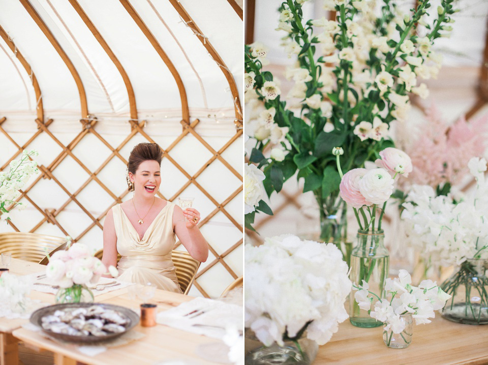 Pastel shades and pretty flowers, Spring and Summer outdoor wedding inspiration with Wedding Yurts - visit weddingyurts.co.uk.