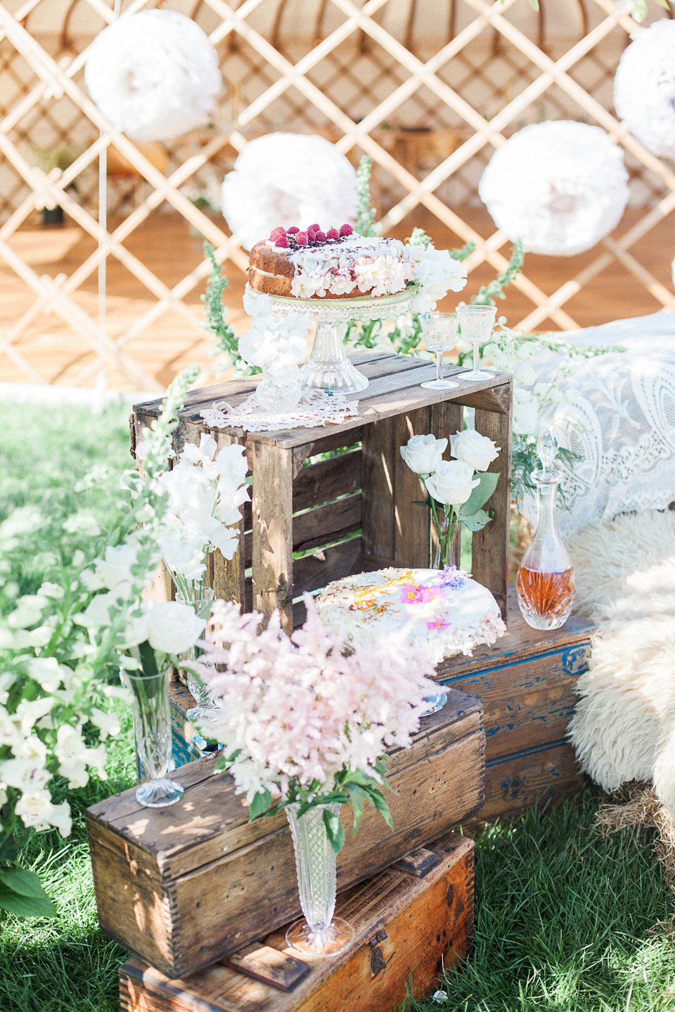 Pastel shades and pretty flowers, Spring and Summer outdoor wedding inspiration with Wedding Yurts - visit weddingyurts.co.uk.