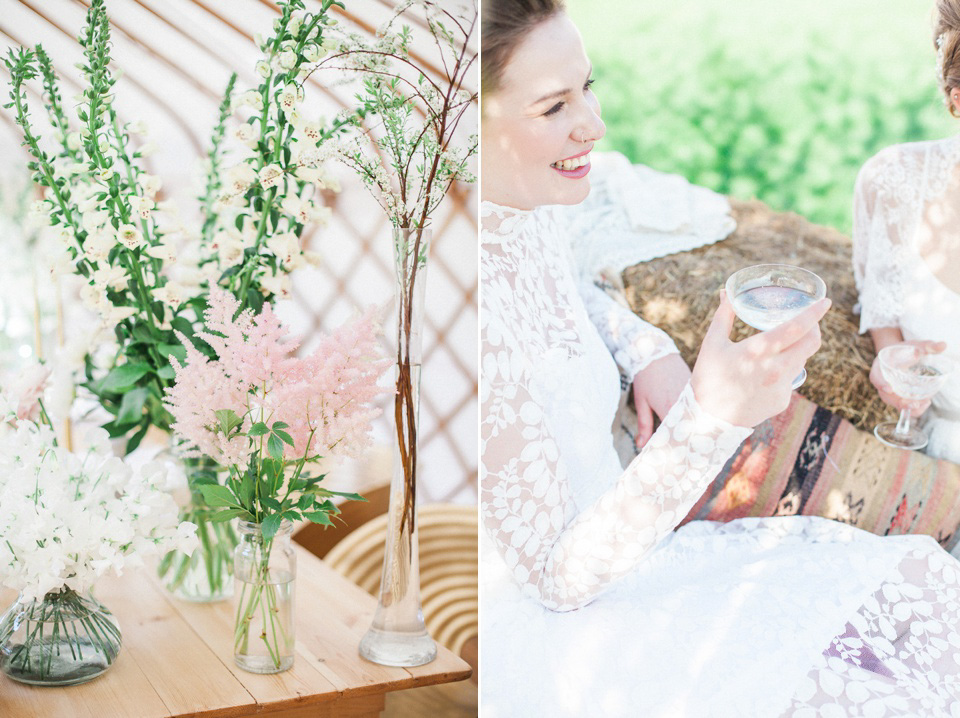 Pastel shades and pretty flowers, Spring and Summer outdoor wedding inspiration with Wedding Yurts - visit weddingyurts.co.uk.