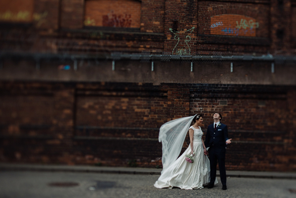 A Beatles and 1960s inspired wedding in Glasgow. The bride wears Justin Alexander. Photography by Neil Thomas Douglas. A Beatles and 1960s inspired wedding in Glasgow. The bride wears Justin Alexander. Photography by Neil Thomas Douglas.