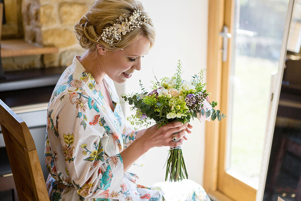 An elegant English wedding in the Spring. The bride wears Kristene by Claire Pettibone. Photography by Jo Hastings.