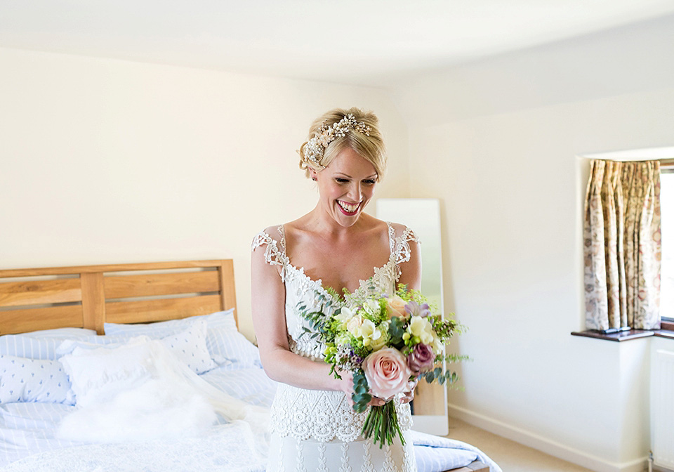 An elegant English wedding in the Spring. The bride wears Kristene by Claire Pettibone. Photography by Jo Hastings.