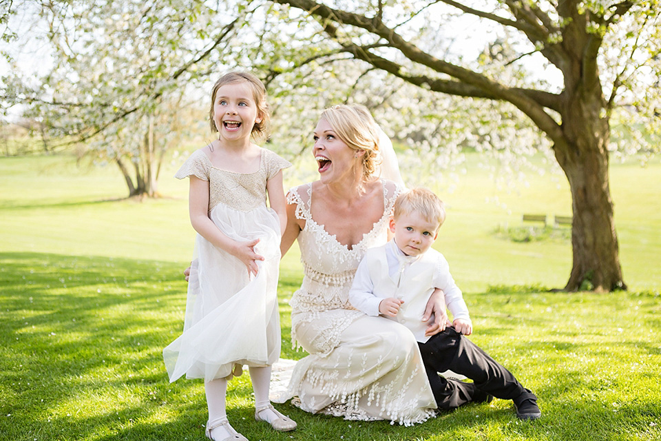 An elegant English wedding in the Spring. The bride wears Kristene by Claire Pettibone. Photography by Jo Hastings.