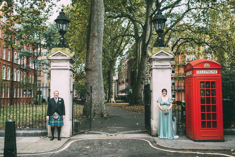 A pale green silk dress by The State of Grace, for an elegant London Wedding. Photography by Lee Garland.