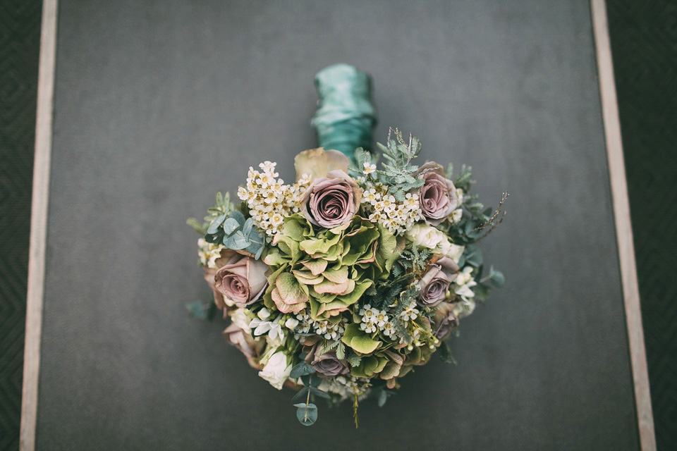 A pale green silk dress by The State of Grace, for an elegant London Wedding. Photography by Lee Garland.