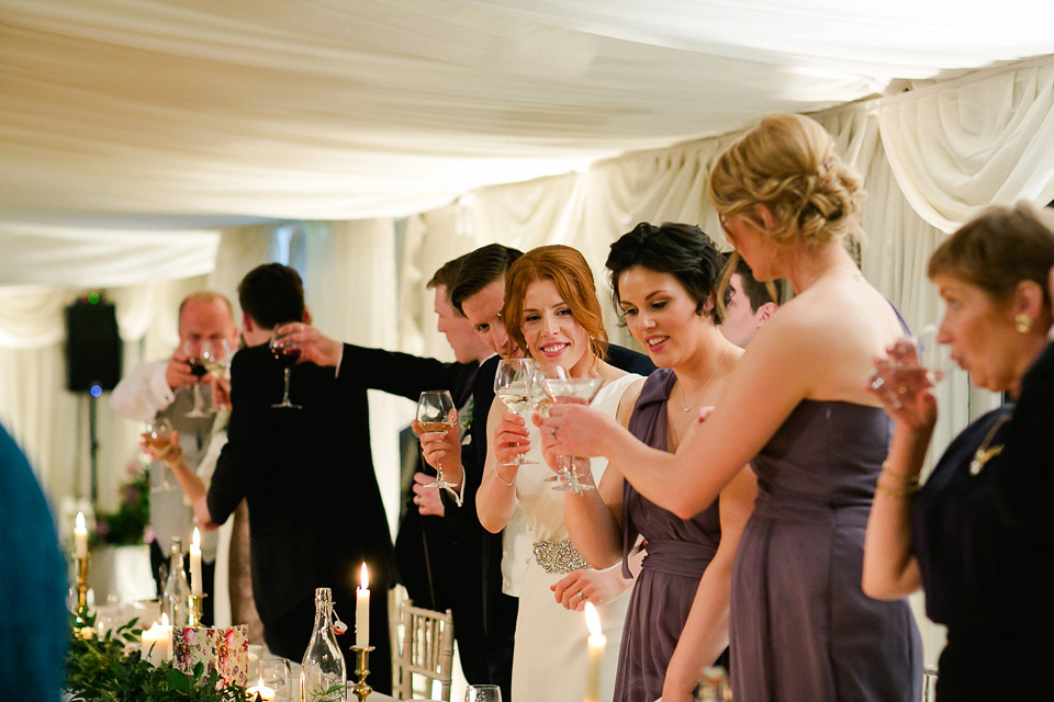 A bride wearing Cassandra by Sarah Janks for her castle wedding in Northern Ireland. Photography by Paula McManus.