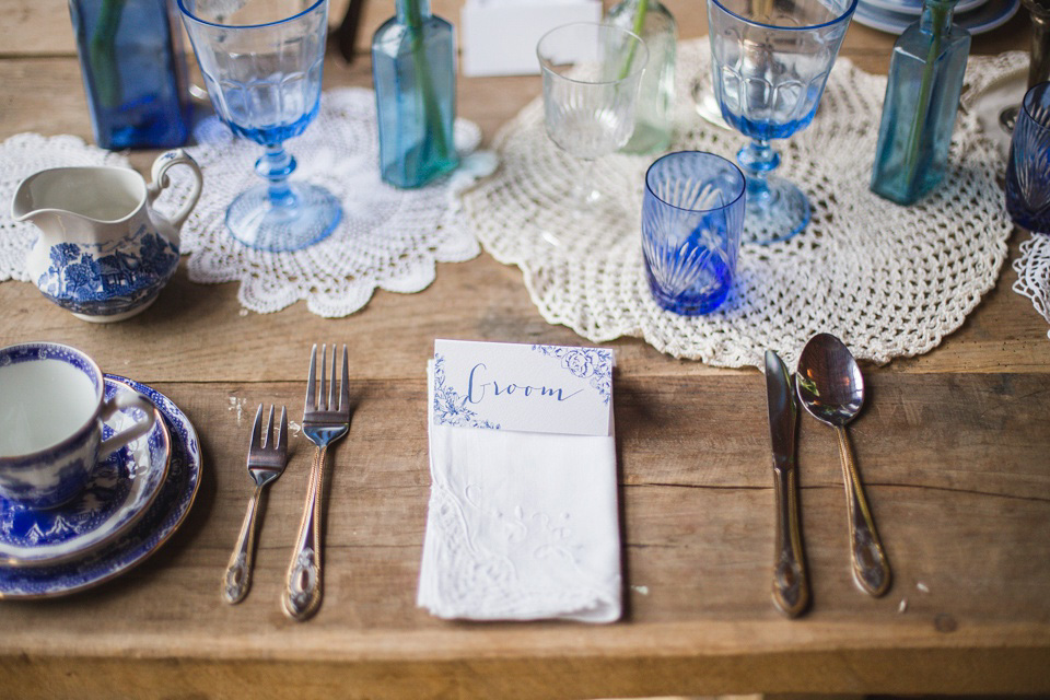 Something blue - a beautiful vintage style wedding inspiration shoot. Photography by Ilaria Petrucci. Styling by Beyond Vintage.