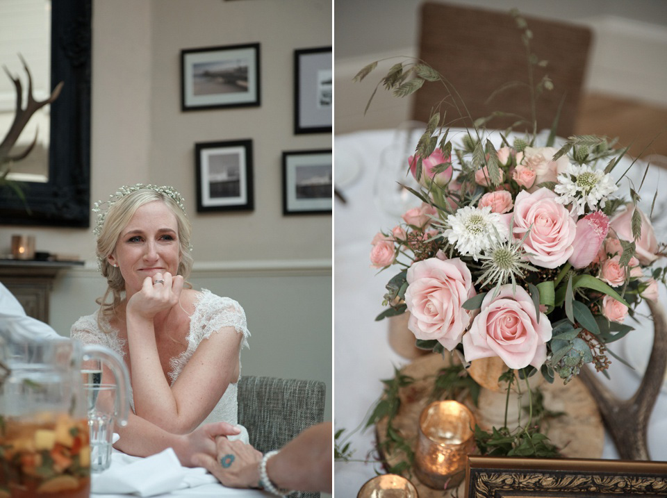 A First Look and maids in pretty pink for a Springtime in the Woods inspired wedding. Photography by Tino & Pip.  Love My Dress UK Wedding Blog.