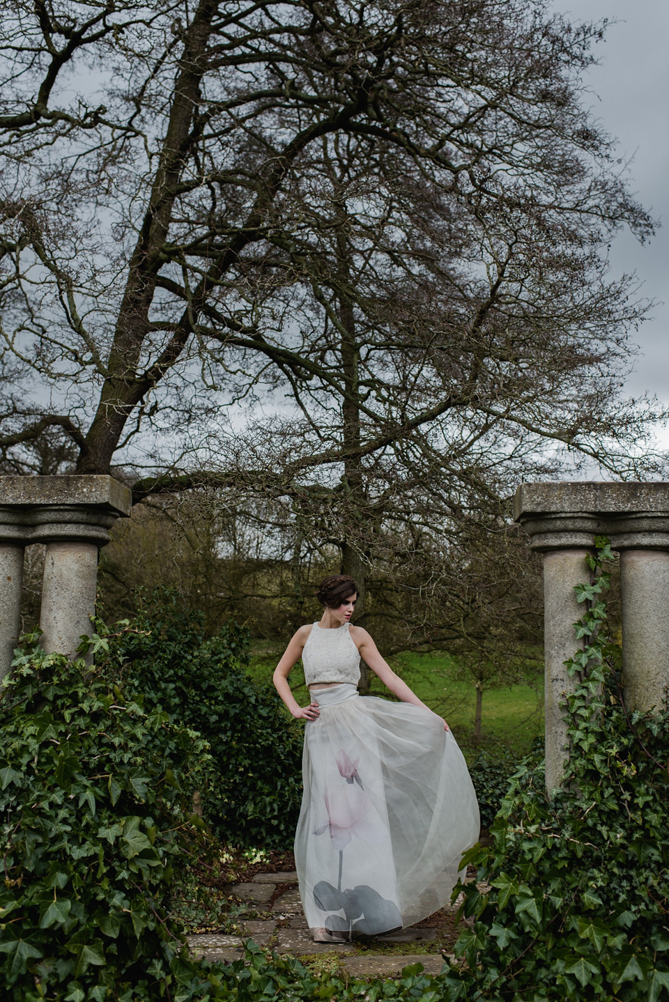 Floral wedding dresses and beauteous bridal details and table decor. All the suppliers involved in this shoot are listed on the Mr & Mrs Smith directory of alternative wedding suppliers. Visit mrandmrsunique.co.uk. Photography by Alexa Loy.