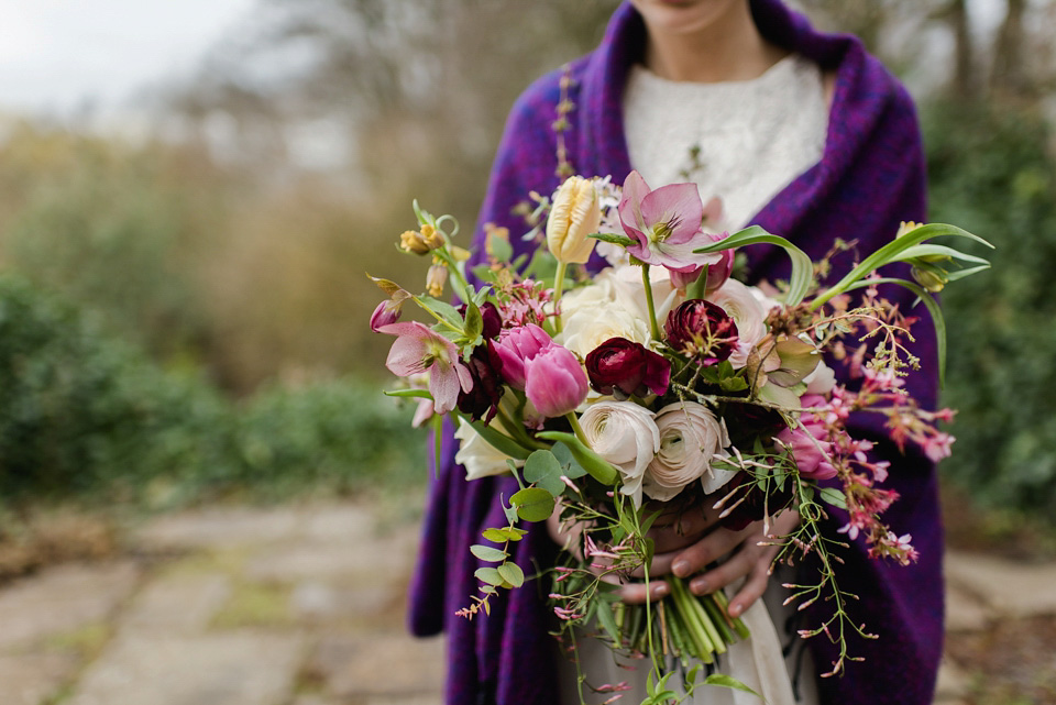 Floral wedding dresses and beauteous bridal details and table decor. All the suppliers involved in this shoot are listed on the Mr & Mrs Smith directory of alternative wedding suppliers. Visit mrandmrsunique.co.uk. Photography by Alexa Loy.