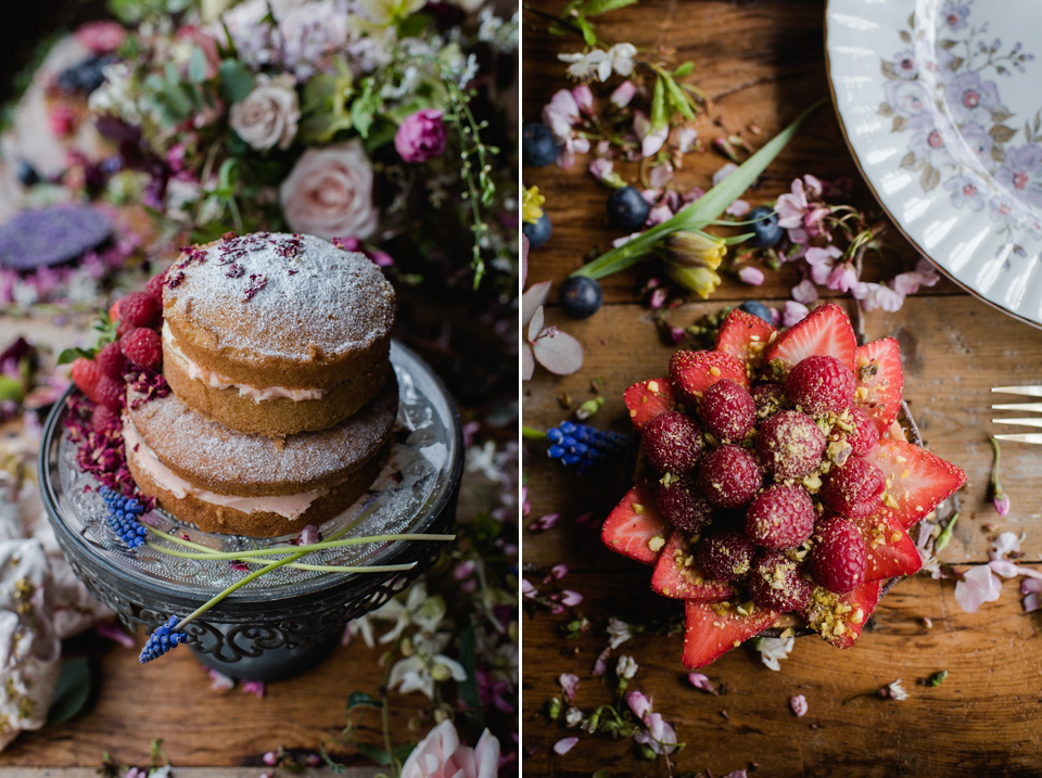 Floral wedding dresses and beauteous bridal details and table decor. All the suppliers involved in this shoot are listed on the Mr & Mrs Smith directory of alternative wedding suppliers. Visit mrandmrsunique.co.uk. Photography by Alexa Loy.