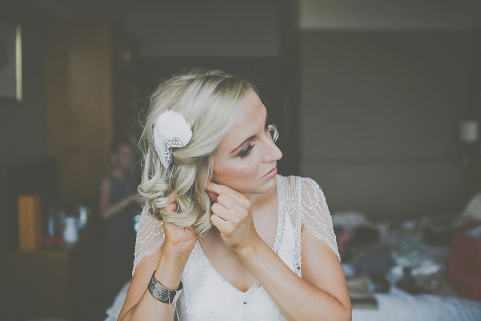 A bride wearing Eden by Jenny Packham for her coastal and rustic inspired wedding at Danby Castle in the North Yorkshire Moors. Photography by James Melia.