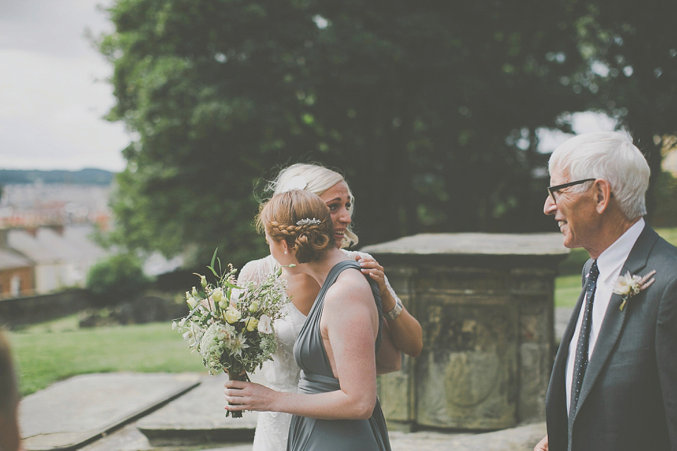 A bride wearing Eden by Jenny Packham for her coastal and rustic inspired wedding at Danby Castle in the North Yorkshire Moors. Photography by James Melia.