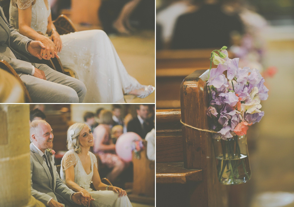 A bride wearing Eden by Jenny Packham for her coastal and rustic inspired wedding at Danby Castle in the North Yorkshire Moors. Photography by James Melia.