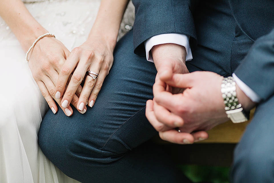 The bride wears Anoushka G for her relaxed, family focussed Spring wedding at Riddlesden Hall in West Yorkshire. Photography by Paul Joseph.