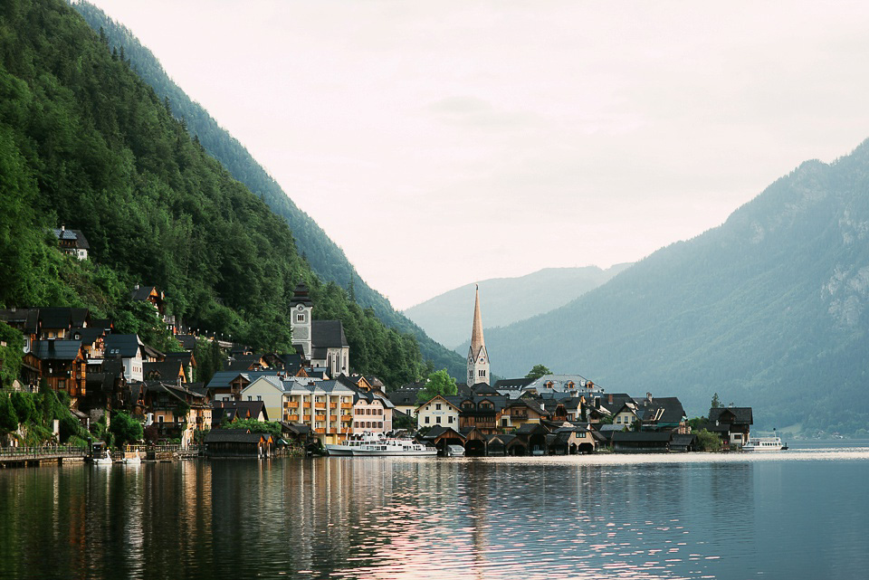 An after the wedding portrait shoot in the beautiful Austrian village of Hallstatt. Images by Land of White Deer Photography.