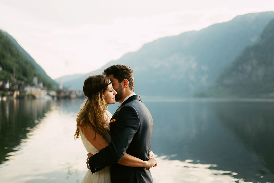 An after the wedding portrait shoot in the beautiful Austrian village of Hallstatt. Images by Land of White Deer Photography.