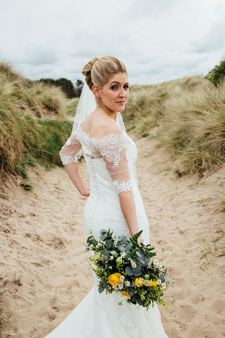 Jonny Draper Photography, Pronovias wedding dress, Newton Hall Northumberland wedding venue, Spring wedding, coastal wedding, seaside wedding