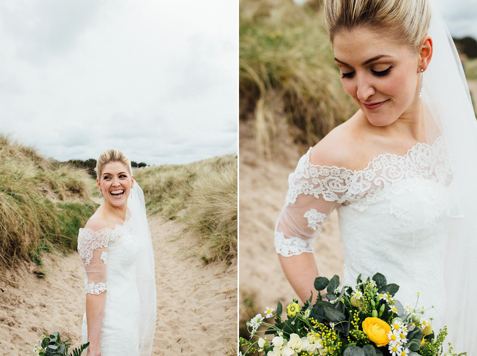 Jonny Draper Photography, Pronovias wedding dress, Newton Hall Northumberland wedding venue, Spring wedding, coastal wedding, seaside wedding