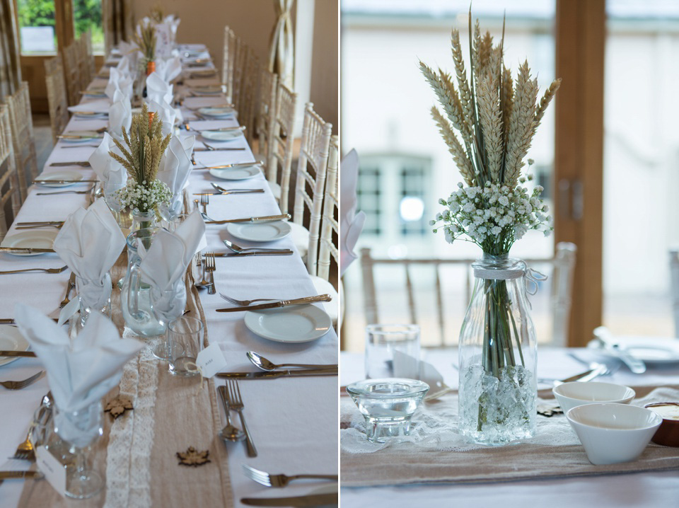 The bride wears a Jacques Vert dress from Debenhams for her Welsh country house wedding.