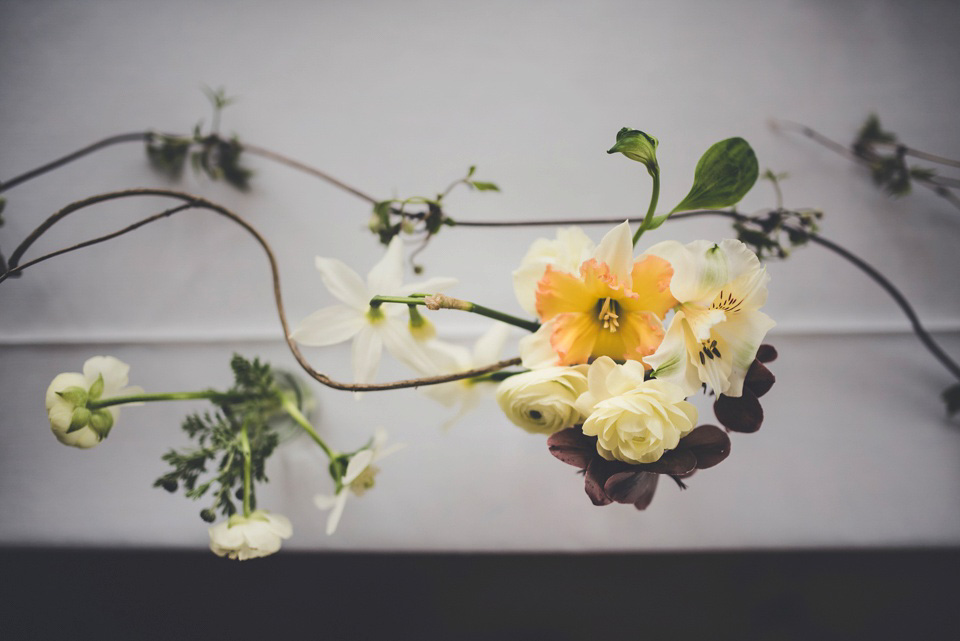 The bride made her own beautiful dress for her Spring time wedding in Cornwall. Photography by Amy Shore.