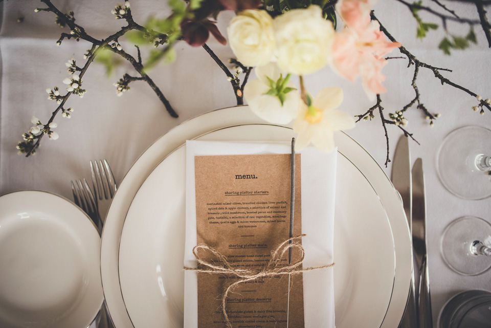 The bride made her own beautiful dress for her Spring time wedding in Cornwall. Photography by Amy Shore.