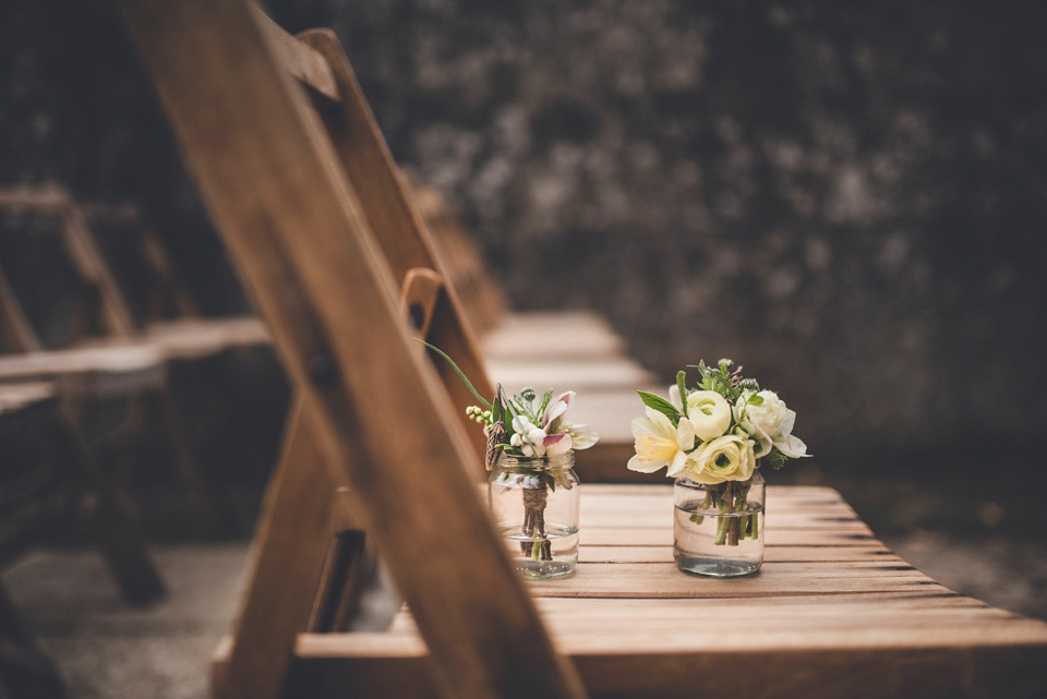 The bride made her own beautiful dress for her Spring time wedding in Cornwall. Photography by Amy Shore.