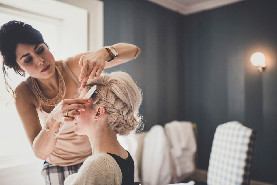 The bride made her own beautiful dress for her Spring time wedding in Cornwall. Photography by Amy Shore.