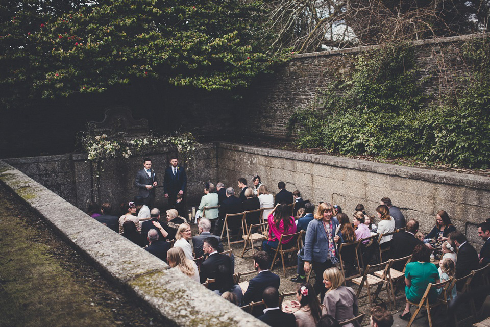 The bride made her own beautiful dress for her Spring time wedding in Cornwall. Photography by Amy Shore.