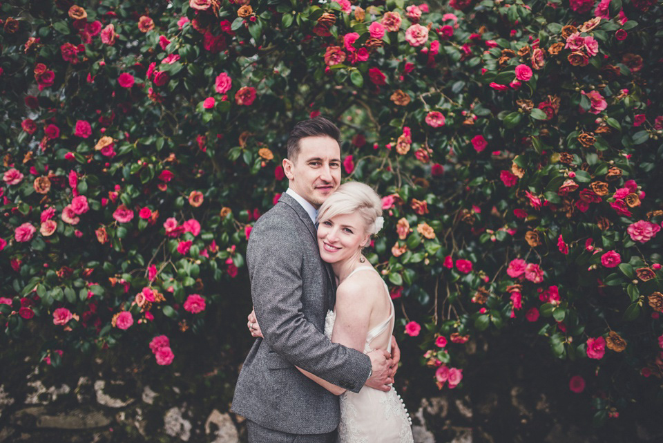 The bride made her own beautiful dress for her Spring time wedding in Cornwall. Photography by Amy Shore.