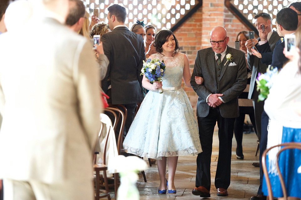 Duck Egg Blue Fifties Style Tea Dress for A Vintage Inspired Spring Barn Wedding