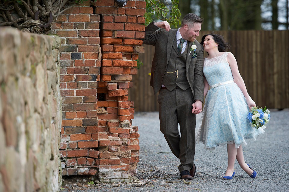 Duck Egg Blue Fifties Style Tea Dress for A Vintage Inspired Spring Barn Wedding