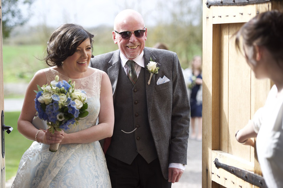 Duck Egg Blue Fifties Style Tea Dress for A Vintage Inspired Spring Barn Wedding