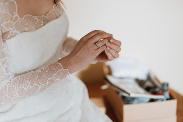 Real bride - captured by Pix by Vix - close up detail, of sleeve and neckline