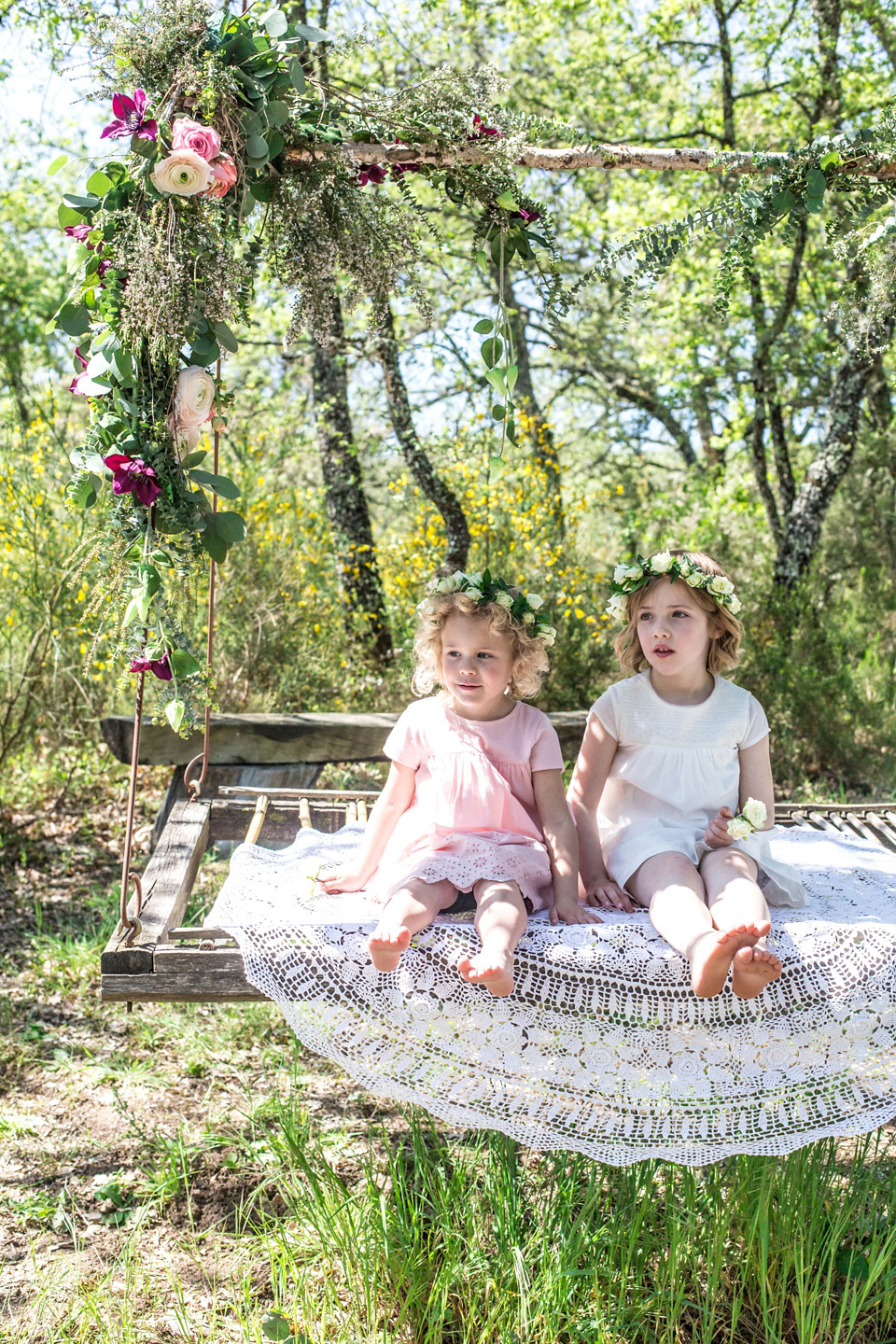 Italian wedding inspiration - relaxed, boho, woodland wedding style. Dresses by Belle & Bunty, Photography by Charlotte Hu, concept + styling by Italian Eye - specialists in wedding and event planning in Italy.