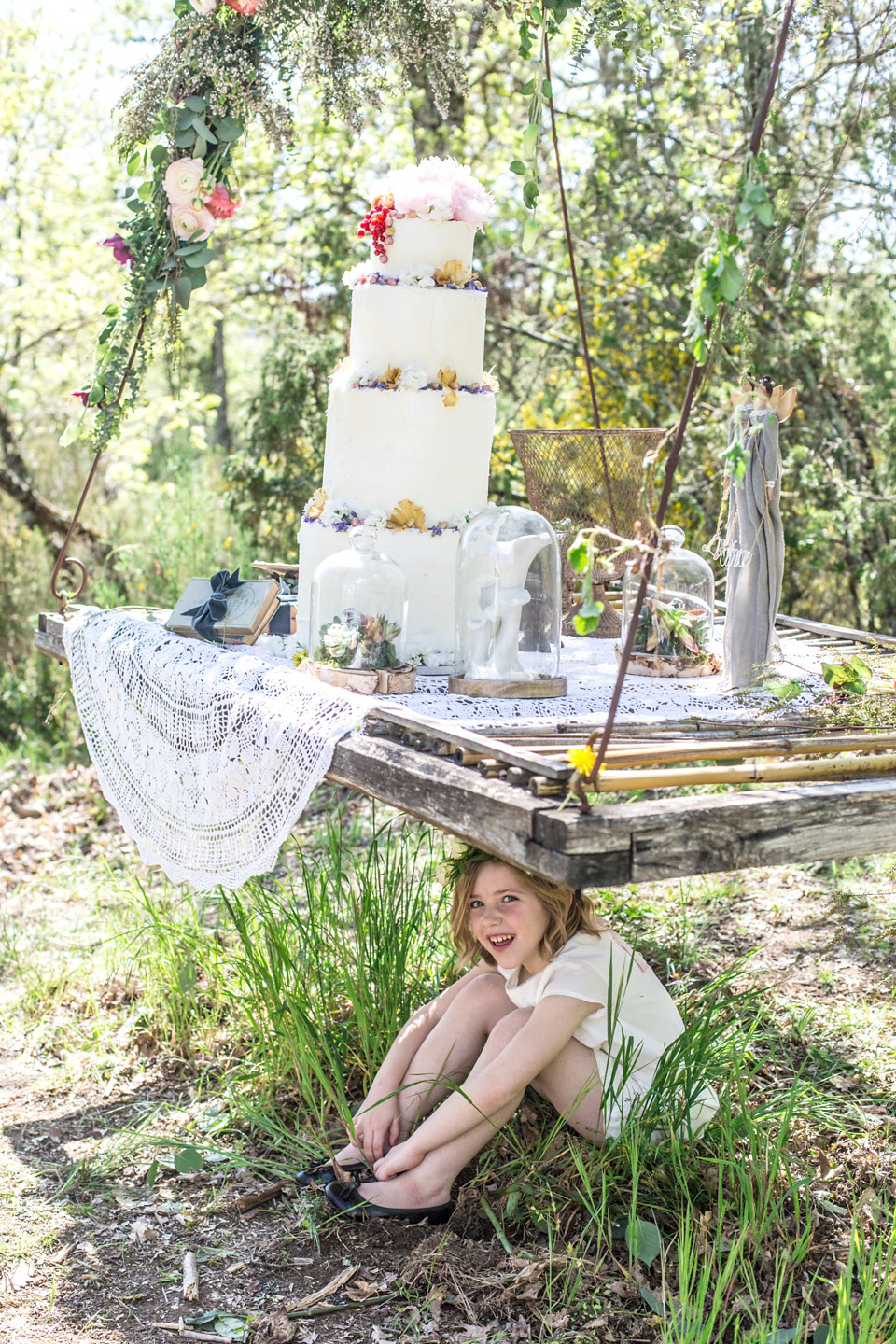 Italian wedding inspiration - relaxed, boho, woodland wedding style. Dresses by Belle & Bunty, Photography by Charlotte Hu, concept + styling by Italian Eye - specialists in wedding and event planning in Italy.