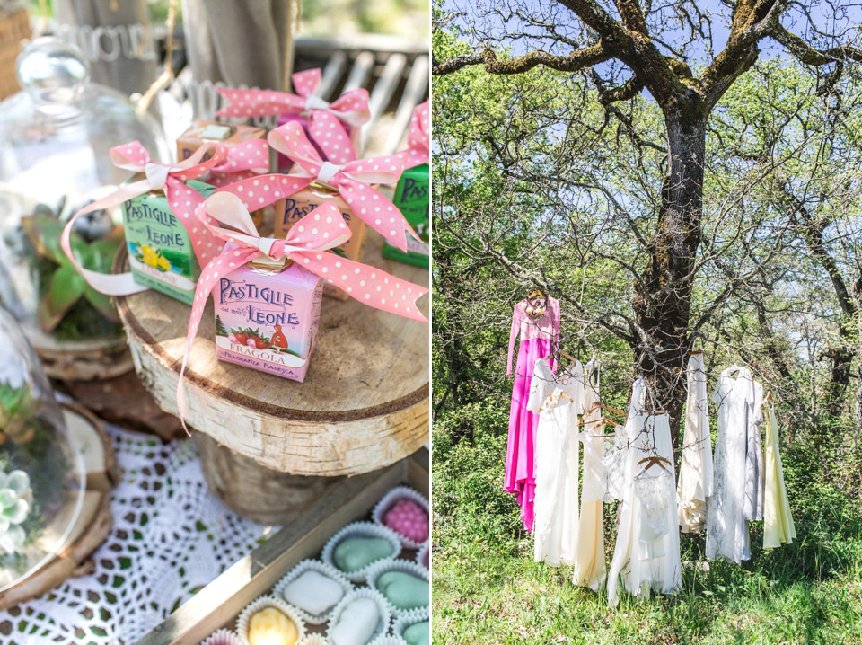 Italian wedding inspiration - relaxed, boho, woodland wedding style. Dresses by Belle & Bunty, Photography by Charlotte Hu, concept + styling by Italian Eye - specialists in wedding and event planning in Italy.