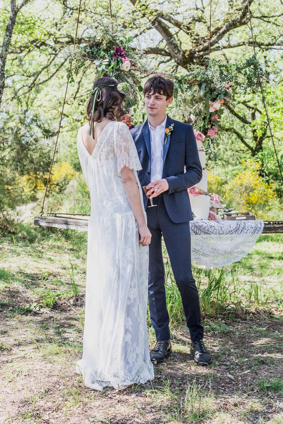 Italian wedding inspiration - relaxed, boho, woodland wedding style. Dresses by Belle & Bunty, Photography by Charlotte Hu, concept + styling by Italian Eye - specialists in wedding and event planning in Italy.