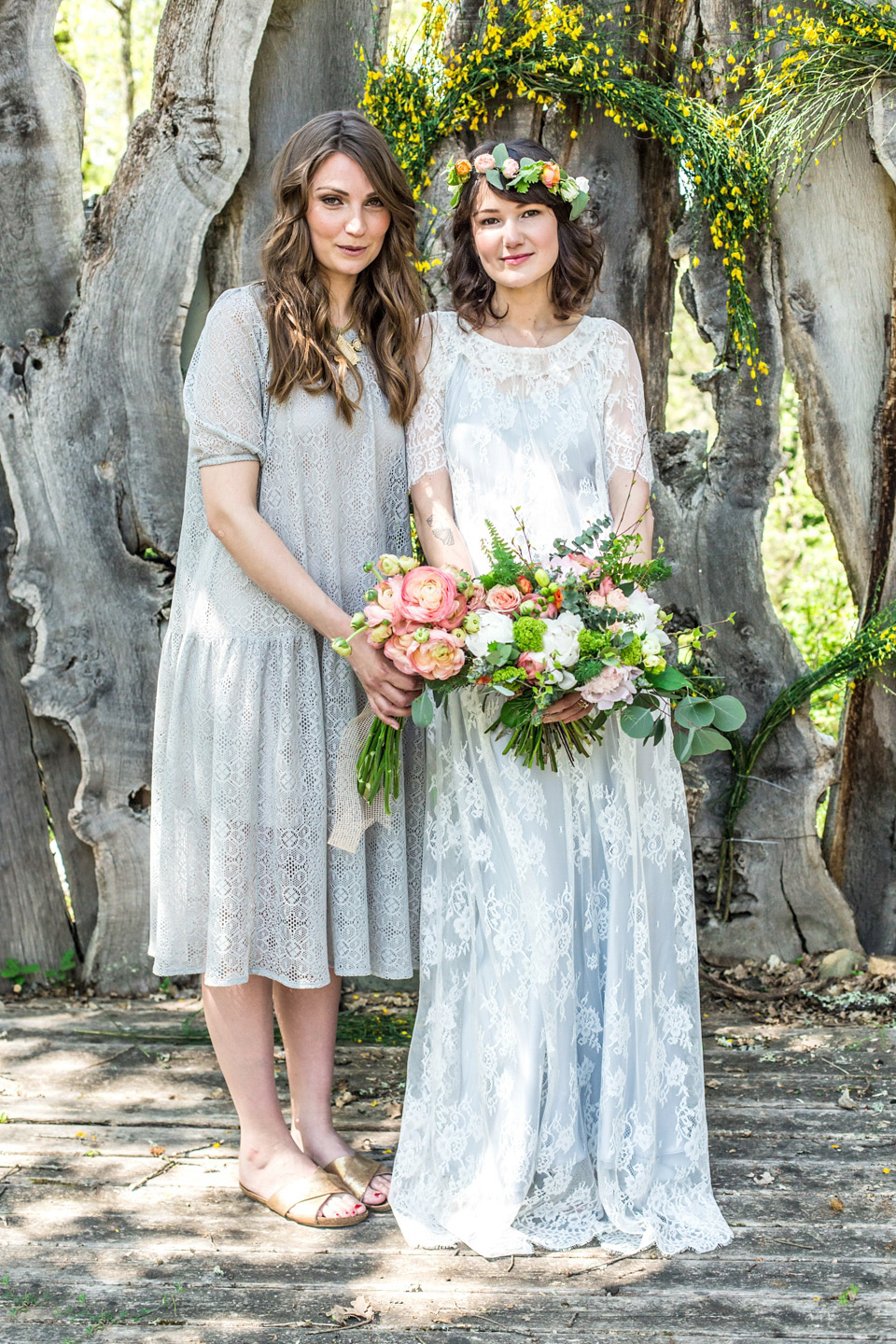 Italian wedding inspiration - relaxed, boho, woodland wedding style. Dresses by Belle & Bunty, Photography by Charlotte Hu, concept + styling by Italian Eye - specialists in wedding and event planning in Italy.