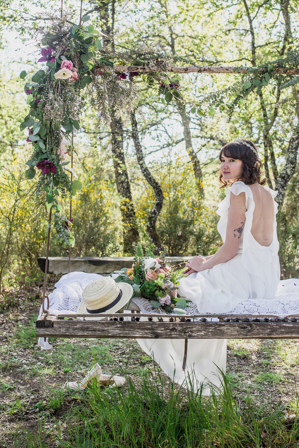 Italian wedding inspiration - relaxed, boho, woodland wedding style. Dresses by Belle & Bunty, Photography by Charlotte Hu, concept + styling by Italian Eye - specialists in wedding and event planning in Italy.