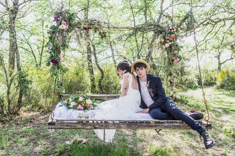 Italian wedding inspiration - relaxed, boho, woodland wedding style. Dresses by Belle & Bunty, Photography by Charlotte Hu, concept + styling by Italian Eye - specialists in wedding and event planning in Italy.