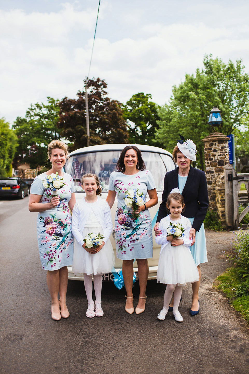 The bride wears a pale blue dress by Katya Katya Shehurina for her Spring, rural style wedding at Great Street Barn. Photography by Amy B.