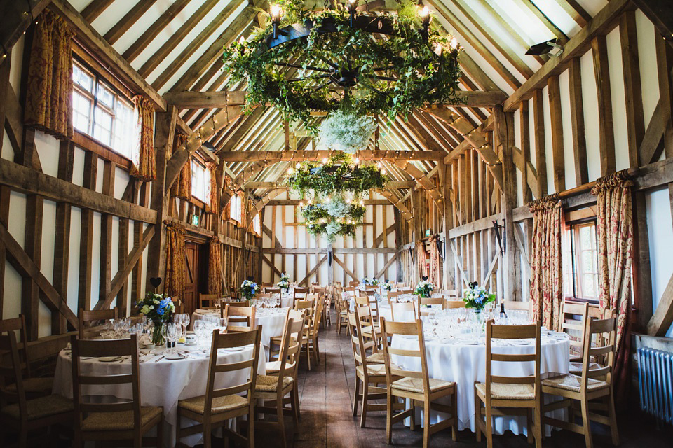 The bride wears a pale blue dress by Katya Katya Shehurina for her Spring, rural style wedding at Great Street Barn. Photography by Amy B.