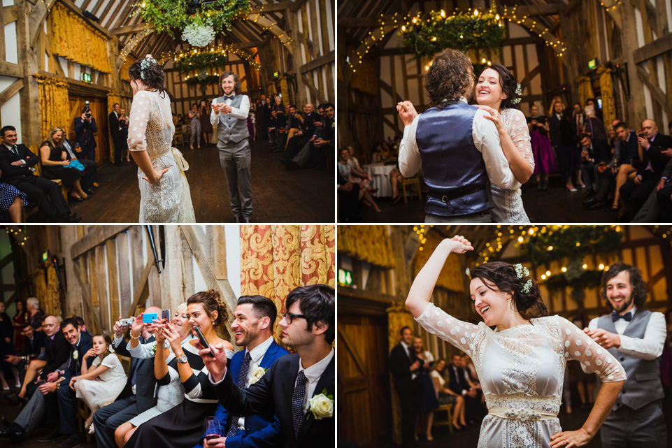 The bride wears a pale blue dress by Katya Katya Shehurina for her Spring, rural style wedding at Great Street Barn. Photography by Amy B.