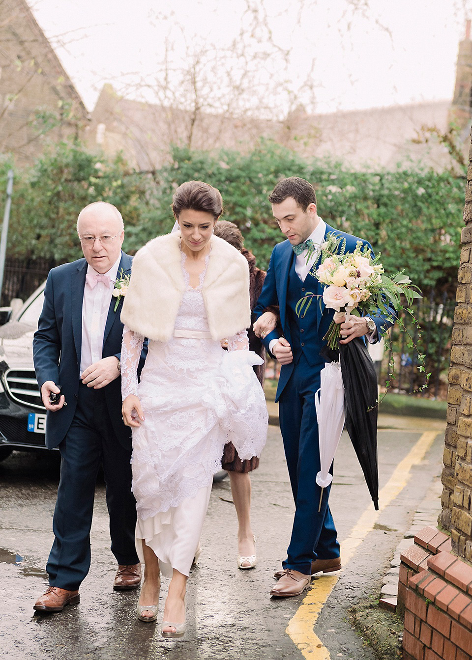 The bride wears Temperley London for her Wiltons Music Hall wedding in London. Photography by Razia Jukes.