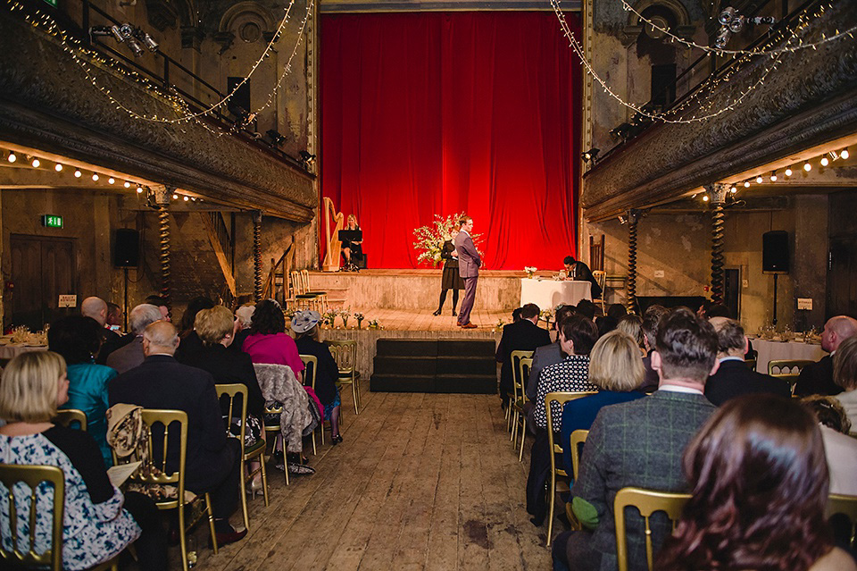 The bride wears Temperley London for her Wiltons Music Hall wedding in London. Photography by Razia Jukes.