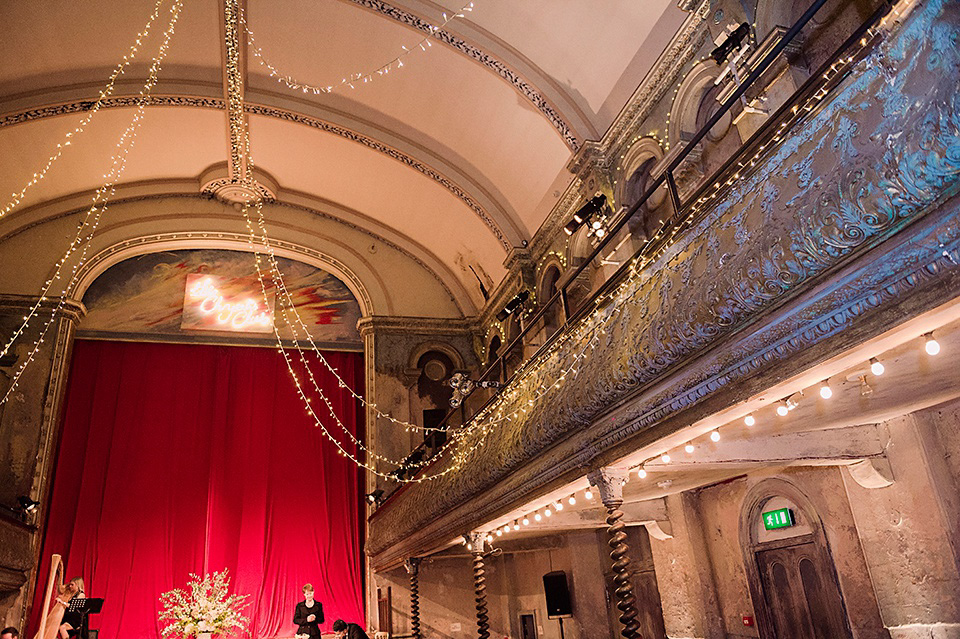 The bride wears Temperley London for her Wiltons Music Hall wedding in London. Photography by Razia Jukes.