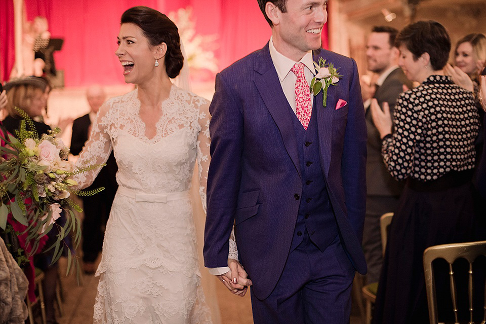 The bride wears Temperley London for her Wiltons Music Hall wedding in London. Photography by Razia Jukes.