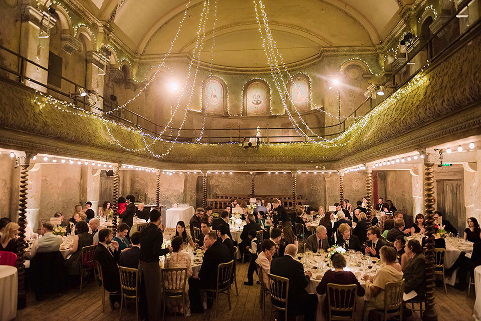 The bride wears Temperley London for her Wiltons Music Hall wedding in London. Photography by Razia Jukes.